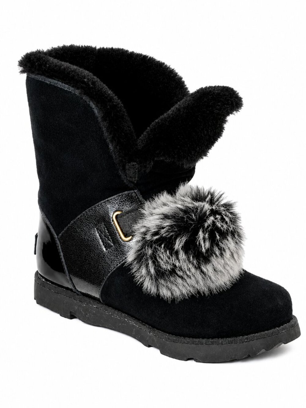 UGG Isley Black Waterproof Shearling Pom Pom Winter Boots Size 5